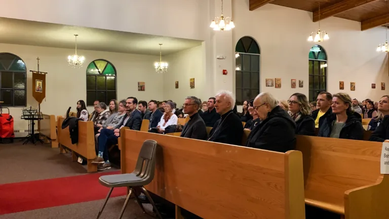 Bishop David Motiuk and Consul General Danyleiko Oleksandr attend Feyeria’s concert at St. Nicholas Church